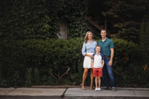 Chicago family with ivy covered building
